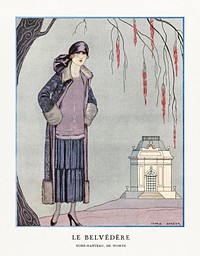 Le Belv&eacute;d&egrave;re (1924) fashion illustration in high resolution by <a href="https://www.rawpixel.com/search/George%20Barbier?sort=curated&amp;page=1&amp;topic_group=_my_topics">George Barbier</a>. Original from The Beinecke Rare Book &amp; Manuscript Library. Digitally enhanced by rawpixel.