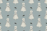1920&#39;s fashion pattern psd feminine background, remix from artworks by George Barbier