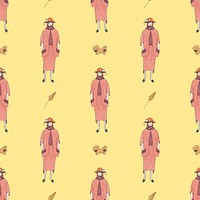 1920s women's fashion pattern psd feminine background, remix from artworks by George Barbier