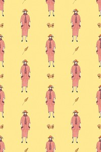 1920s women's fashion pattern psd feminine background, remix from artworks by George Barbier