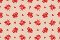 Chinese floral pattern rose background vector, remix from artworks by Zhang Ruoai