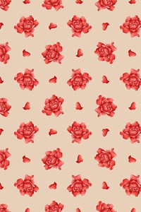 Chinese rose floral pattern background, remix from artworks by Zhang Ruoai
