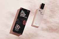 Perfume glass bottle psd mockup beauty product, remix from artworks by Zhang Ruoai