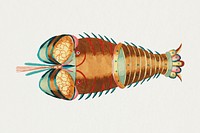 Ancient lobster sticker, aquatic animal surreal illustration psd,  remix from the artwork of Louis Renard