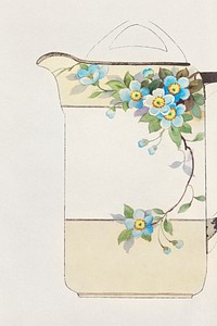 Design for a Pitcher (1880-1910) painting in high resolution by Noritake Factory. Original from The Smithsonian Institution. Digitally enhanced by rawpixel.