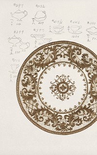 Design for a Plate (1880-1910) painting in high resolution by Noritake Factory. Original from The Smithsonian Institution. Digitally enhanced by rawpixel.
