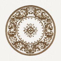 Vintage psd floral mandala pattern motif, remixed from Noritake factory china porcelain tableware design