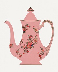 Vintage flowers and leaves teapot psd, remixed from Noritake factory china porcelain tableware design
