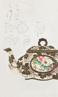 Design for a Teapot (1880-1910) painting in high resolution by Noritake Factory. Original from The Smithsonian Institution. Digitally enhanced by rawpixel.