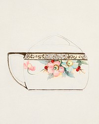 Design for a Teacup (1880-1910) painting in high resolution by Noritake Factory. Original from The Smithsonian Institution. Digitally enhanced by rawpixel.