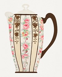 Vintage flowers and leaves psd pitcher, remixed from Noritake factory china porcelain tableware design