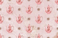 Vintage floral jug psd seamless pattern background, remixed from Noritake factory tableware design