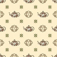 Vintage psd teapot seamless pattern background, remixed from Noritake factory tableware design