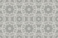 Vintage floral mandala pattern psd background in gray, remixed from Noritake factory china porcelain tableware design