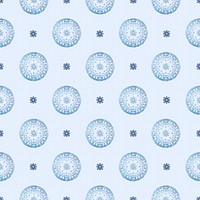 Vintage floral mandala pattern background in blue, remixed from Noritake factory china porcelain tableware design