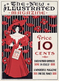 The New Illustrated Magazine (1890&ndash;1900) cover of flowers and a fashionably dressed woman holding magazine in high resolution by <a href="https://www.rawpixel.com/search/Ethel%20Reed?sort=curated&amp;page=1&amp;topic_group=_my_topics">Ethel Reed</a>. Original from Library of Congress. Digitally enhanced by rawpixel.