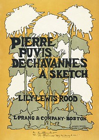 Pierre Puvis De chavannes, a sketch Lily Lewis Rood (1895) book cover of flowers in art nouveau style in high resolution by Ethel Reed . Original from Library of Congress. Digitally enhanced by rawpixel.