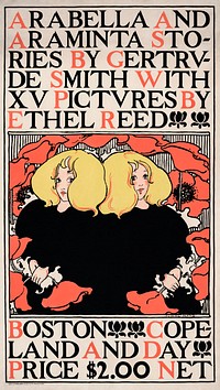 Arabella and Araminta Stories (1895) Art Nouveau poster of twin blonde girls p in high resolution by Ethel Reed. Original from Library of Congress. Digitally enhanced by rawpixel.