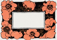 Orange poppy flower frame art nouveau style, remix from artworks by Ethel Reed