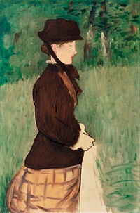 Young Woman in a Garden (Jeune femme dans un jardin), (1879) painting in high resolution by &Eacute;douard Manet. Original from Barnes Foundation. Digitally enhanced by rawpixel.