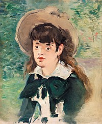 Young Girl on a Bench (Fillette sur un banc), (1880) painting in high resolution by édouard Manet. Original from Barnes Foundation. Digitally enhanced by rawpixel.