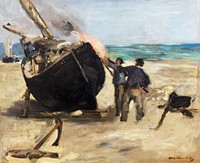 Tarring the Boat (Le Bateau goudronn&eacute;), (July&ndash;August, 1873) painting in high resolution by &Eacute;douard Manet. Original from Barnes Foundation. Digitally enhanced by rawpixel.