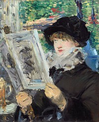 Woman Reading (ca. 1880&ndash;1881) painting in high resolution by &Eacute;douard Manet. Original from The Art Institute of Chicago. Digitally enhanced by rawpixel.