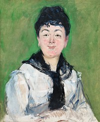 Portrait of a Woman with a Black Fichu (c. 1878) painting in high resolution by &Eacute;douard Manet. Original from The Art Institute of Chicago. Digitally enhanced by rawpixel.