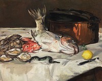 Fish (Still Life), (1864) painting in high resolution by édouard Manet. Original from The Art Institute of Chicago. Digitally enhanced by rawpixel.