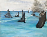 Sea View, Calm Weather (Vue de mer, temps calme), (1864) painting in high resolution by &Eacute;douard Manet. Original from The Art Institute of Chicago. Digitally enhanced by rawpixel.
