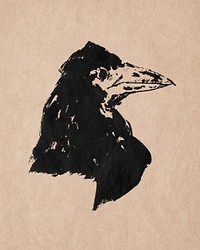 Black raven head psd vintage art print, remixed from artworks by édouard Manet