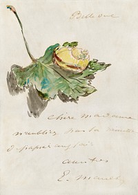 Letter Decorated with a Snail on a Leaf (1880) painting in high resolution by &Eacute;douard Manet. Original from The Getty. Digitally enhanced by rawpixel.