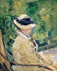 Madame Manet (Suzanne Leenhoff, 1830&ndash;1906) at Bellevue (1880) painting in high resolution by &Eacute;douard Manet. Original from The MET. Digitally enhanced by rawpixel.