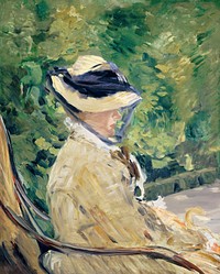 Madame Manet (Suzanne Leenhoff, 1830–1906) at Bellevue (1880) painting in high resolution by édouard Manet. Original from The MET. Digitally enhanced by rawpixel.