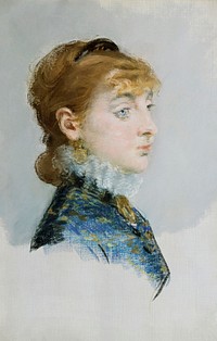 Emilie-Louise Delabigne (1848–1910), Called Valtesse de la Bigne (1879) painting in high resolution by édouard Manet. Original from The MET. Digitally enhanced by rawpixel.