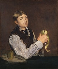 Young Boy Peeling a Pear painting in high resolution by Edouard Manet. Original from The National Museum of Sweden. Digitally enhanced by rawpixel.