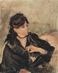 Portrait of Berthe Morisot with a Fan (1874) painting in high resolution by édouard Manet. Original from The Art Institute of Chicago. Digitally enhanced by rawpixel.