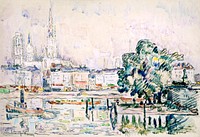 Rouen (ca. 1920) print in high resolution by Paul Signac. Original from Barnes Foundation. Digitally enhanced by rawpixel.