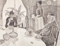 The Dining Room (ca. 1886&ndash;1887) drawing in high resolution by <a href="https://www.rawpixel.com/search/Paul%20Signac?sort=curated&amp;page=1&amp;topic_group=_my_topics">Paul Signac</a>. Original from The MET Museum. Digitally enhanced by rawpixel.