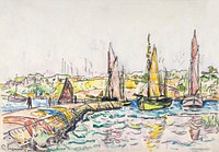 Concarneau (ca.1925) painting in high resolution by <a href="https://www.rawpixel.com/search/Paul%20Signac?sort=curated&amp;page=1&amp;topic_group=_my_topics">Paul Signac</a>. Original from The MET Museum. Digitally enhanced by rawpixel.