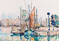 La Rochelle (1911) painting in high resolution by <a href="https://www.rawpixel.com/search/Paul%20Signac?sort=curated&amp;page=1&amp;topic_group=_my_topics">Paul Signac</a>. Original from Barnes Foundation. Digitally enhanced by rawpixel.