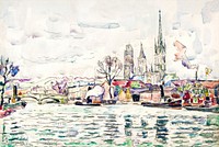 River scene: Rouen (1924) painting in high resolution by Paul Signac. Original from The MET Museum. Digitally enhanced by rawpixel.