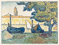 Saint&ndash;Tropez (The Port of St. Tropez) (1894) print in high resolution by <a href="https://www.rawpixel.com/search/Paul%20Signac?sort=curated&amp;page=1&amp;topic_group=_my_topics">Paul Signac</a>. Original from The MET Museum. Digitally enhanced by rawpixel.