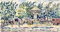 Village Festival (La Vogue) (ca.1920) painting in high resolution by <a href="https://www.rawpixel.com/search/Paul%20Signac?sort=curated&amp;page=1&amp;topic_group=_my_topics">Paul Signac</a>. Original from The MET Museum. Digitally enhanced by rawpixel.