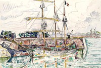 Docks at Saint Malo (1927) painting in high resolution by Paul Signac. Original from The MET Museum. Digitally enhanced by rawpixel.