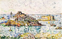 Morlaix, Entrance of the River (1927) painting in high resolution by <a href="https://www.rawpixel.com/search/Paul%20Signac?sort=curated&amp;page=1&amp;topic_group=_my_topics">Paul Signac</a>. Original from The MET Museum. Digitally enhanced by rawpixel.