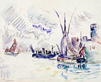 La Rochelle (1911) painting in high resolution by <a href="https://www.rawpixel.com/search/Paul%20Signac?sort=curated&amp;page=1&amp;topic_group=_my_topics">Paul Signac</a>. Original from The Public Institution Paris Mus&eacute;es. Digitally enhanced by rawpixel.