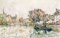 The Pont Neuf, Paris (1928) painting in high resolution by Paul Signac. Original from The MET Museum. Digitally enhanced by rawpixel.