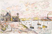 Quilleboeuf (ca.1928) painting in high resolution by <a href="https://www.rawpixel.com/search/Paul%20Signac?sort=curated&amp;page=1&amp;topic_group=_my_topics">Paul Signac</a>. Original from The MET Museum. Digitally enhanced by rawpixel.