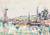 Concarneau (1925) painting in high resolution by <a href="https://www.rawpixel.com/search/Paul%20Signac?sort=curated&amp;page=1&amp;topic_group=_my_topics">Paul Signac</a>. Original from Yale University Art Gallery. Digitally enhanced by rawpixel.